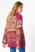 Himalaya - Alpaca jacquard vest met een abstract gebreid bloemenpatroon. wol