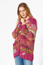 Himalaya - Alpaca jacquard vest met een abstract gebreid bloemenpatroon. wol