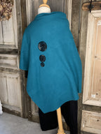 Geesje Sturre - Poncho van katoen fleece - Petrol *
