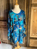 Normal Crazy - Tuniek Ursella rayon - korte mouw - Print blauw bloem