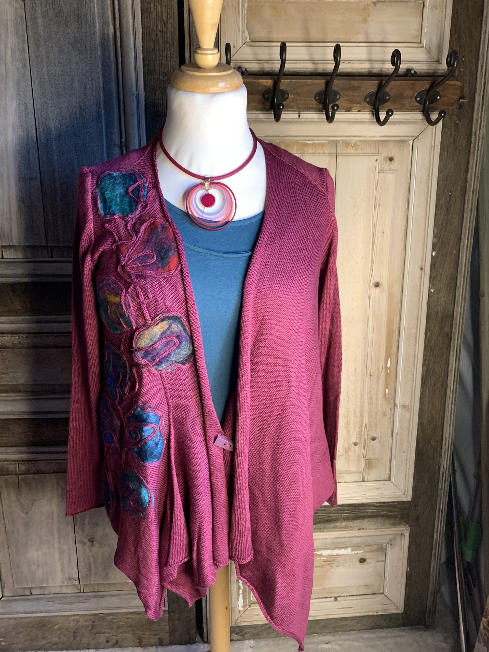 Zuza Bart - Vest met wolgevilte elementen wol magenta