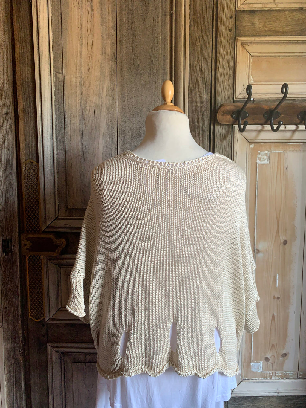 MB Style - korte katoenen trui - creme