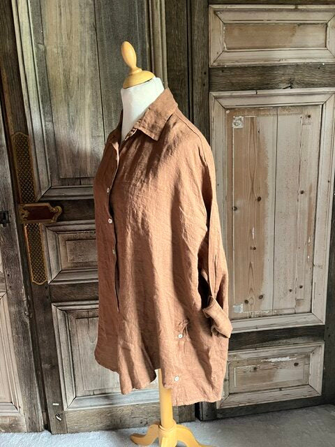 BB style -  Linnen Oversized blouse - bruin