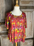 Normal Crazy - Blouse New Moza korte mouw - Batik bruin bordeaux