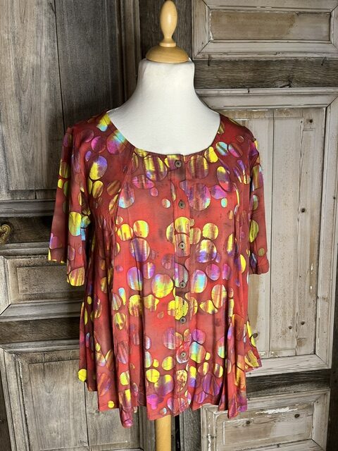 Normal Crazy - Blouse New Moza korte mouw - Batik bruin bordeaux