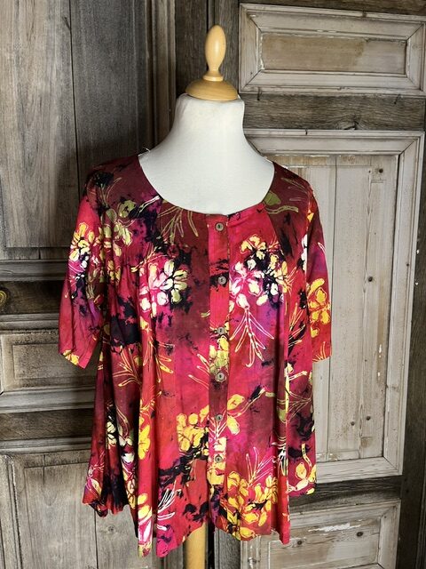 Normal Crazy - Blouse New Moza korte mouw - Batik rood