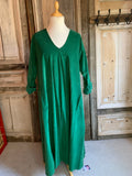 BB Style - Rib Jurk V hals lang - groen*