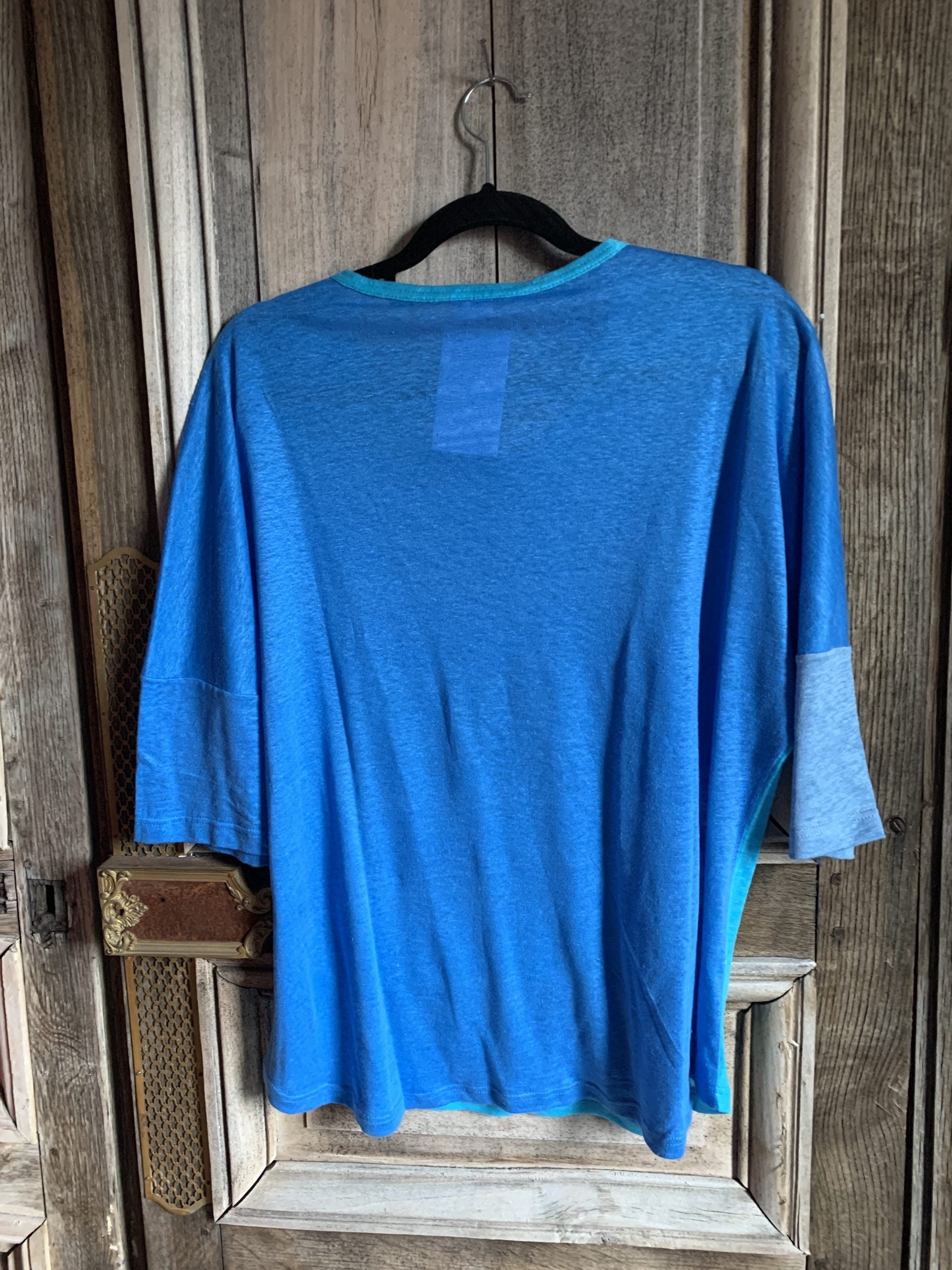 Geesje Sturre - Shirt 100% linnen - Turkoois/Kobalt - Maat XL