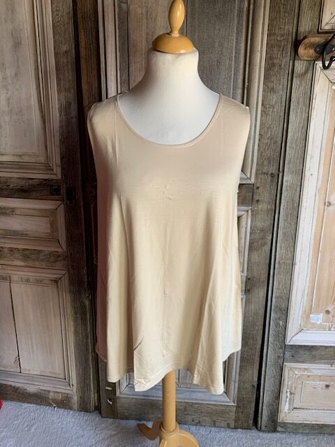 Normal Crazy - Basic Mouwloze shirt Top Aline 75 cm - beige