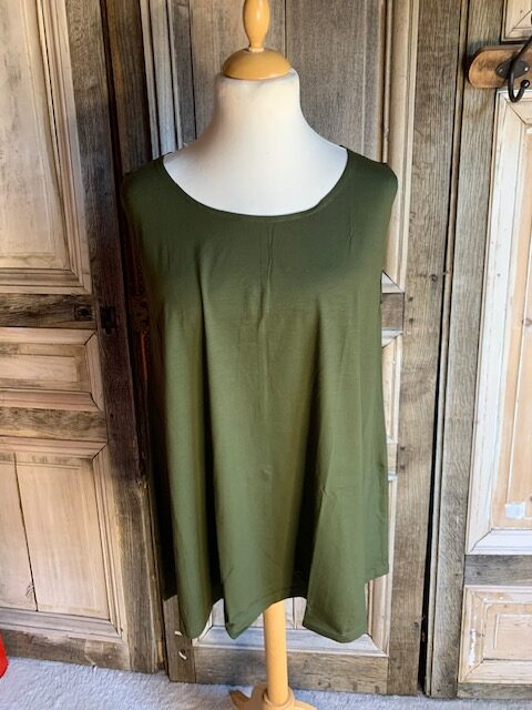 Normal Crazy - Baisc Mouwloze shirt Top Aline 75 cm - Olive green