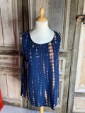 Normal Crazy top Mouwloze Aline Tie Dye Blue/ brown