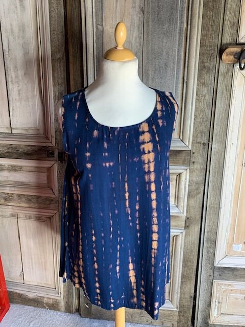 Normal Crazy top Mouwloze Aline Tie Dye Blue/ brown