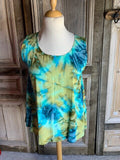 Normal Crazy top Mouwloze  Aline-10 Tie Dye Green