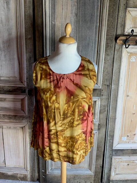 Normal Crazy top Mouwloze Aline-10 Tie Dye bruin