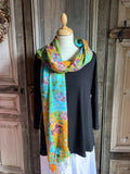The Blue turban - shawls viscose bloemen #