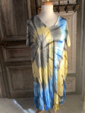Thombiq - jurk Tie dye - grijs geel