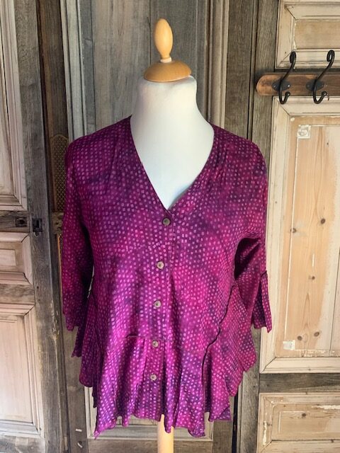 Normal Crazy - blouse palm 5 button paars/magenta
