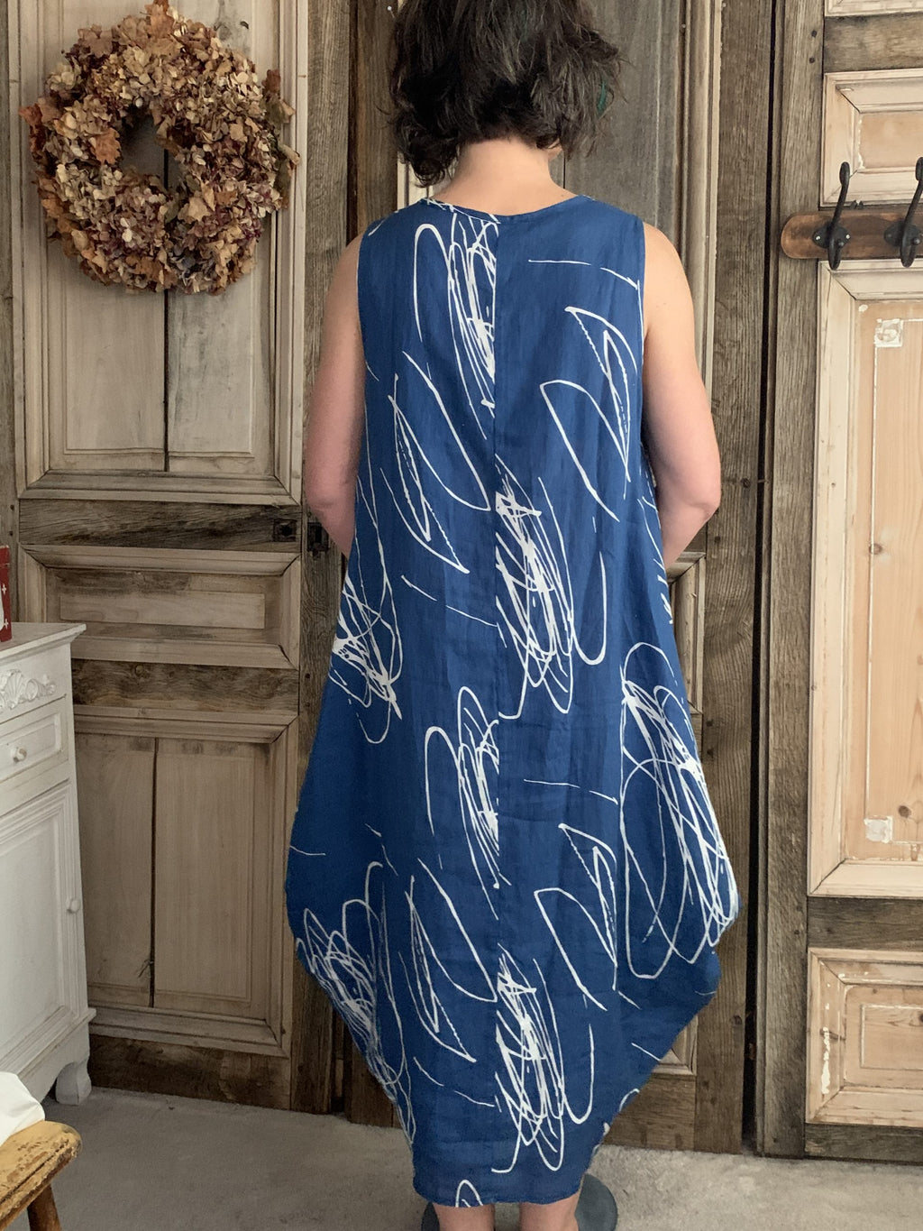 Luukaa - Mouwloze jurk - Blauw/wit