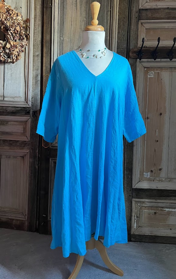 BB Style - Linnen jurk midi - Helder blauw