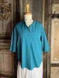 BlueBerry Italia - Basic Blouse katoen met ronde hals - Turkoois