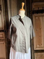 BlueBerry Italia - Basic Blouse katoen met ronde hals - Grijs