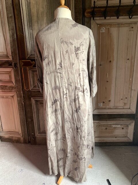 BB Style - Linnen jurk lange mouw - Bladprint