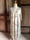 BB Style - Linnen jurk korte mouw - long, bladprint