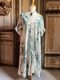 BB Style - Linnen jurk lang - Zand Bloemen