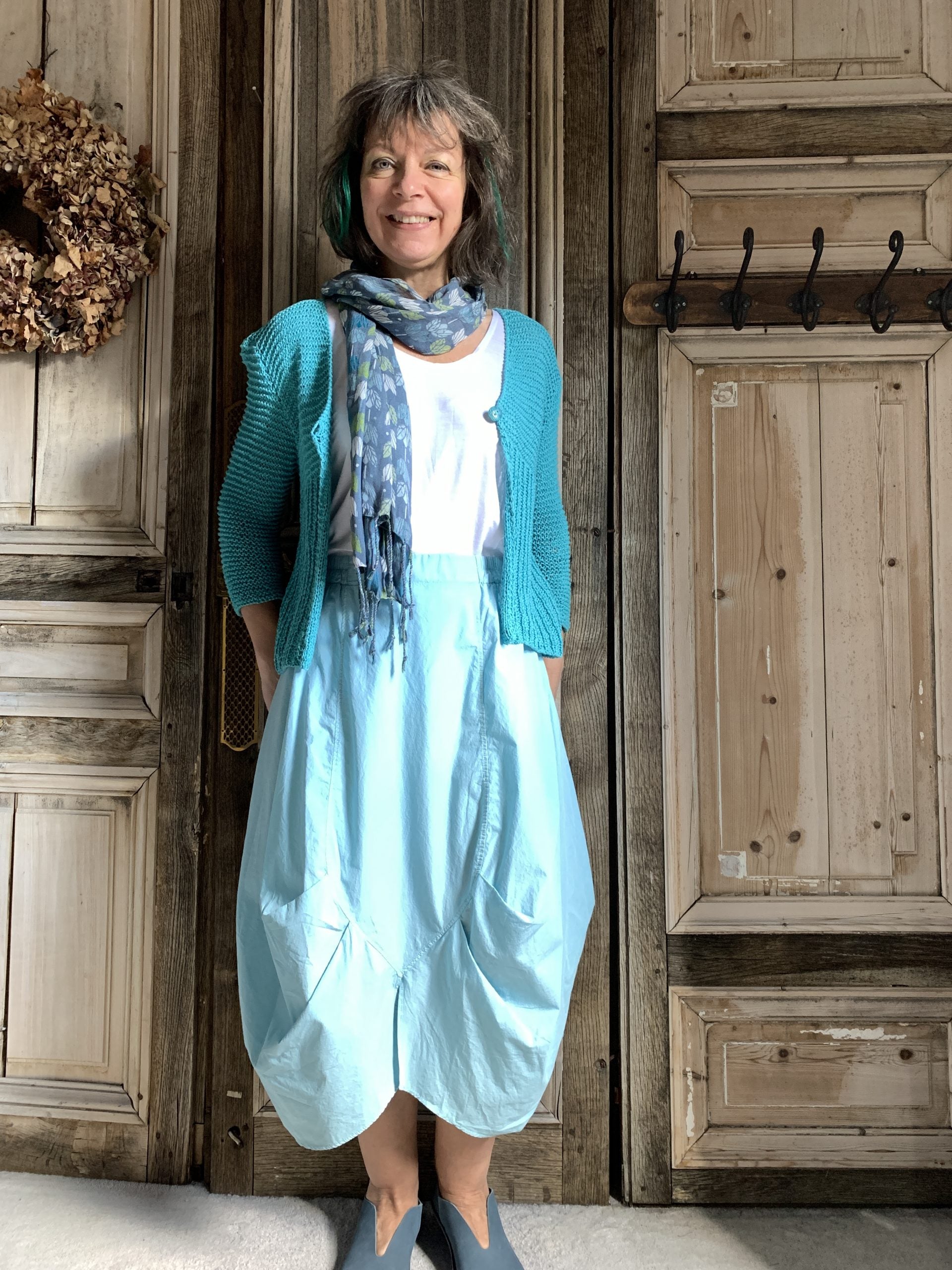 Luukaa - Poplin rok - Licht blauw/groen