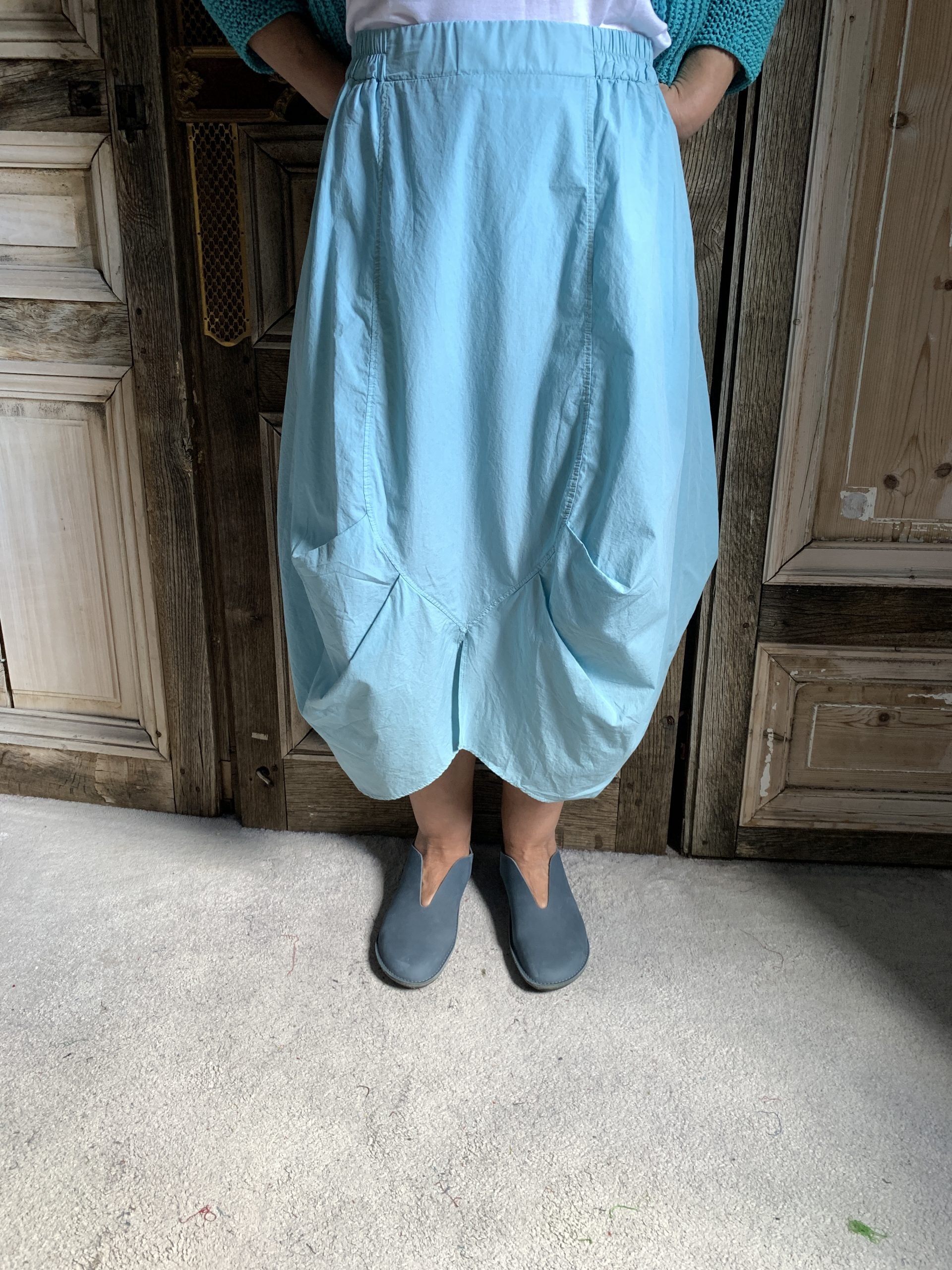 Luukaa - Poplin rok - Licht blauw/groen