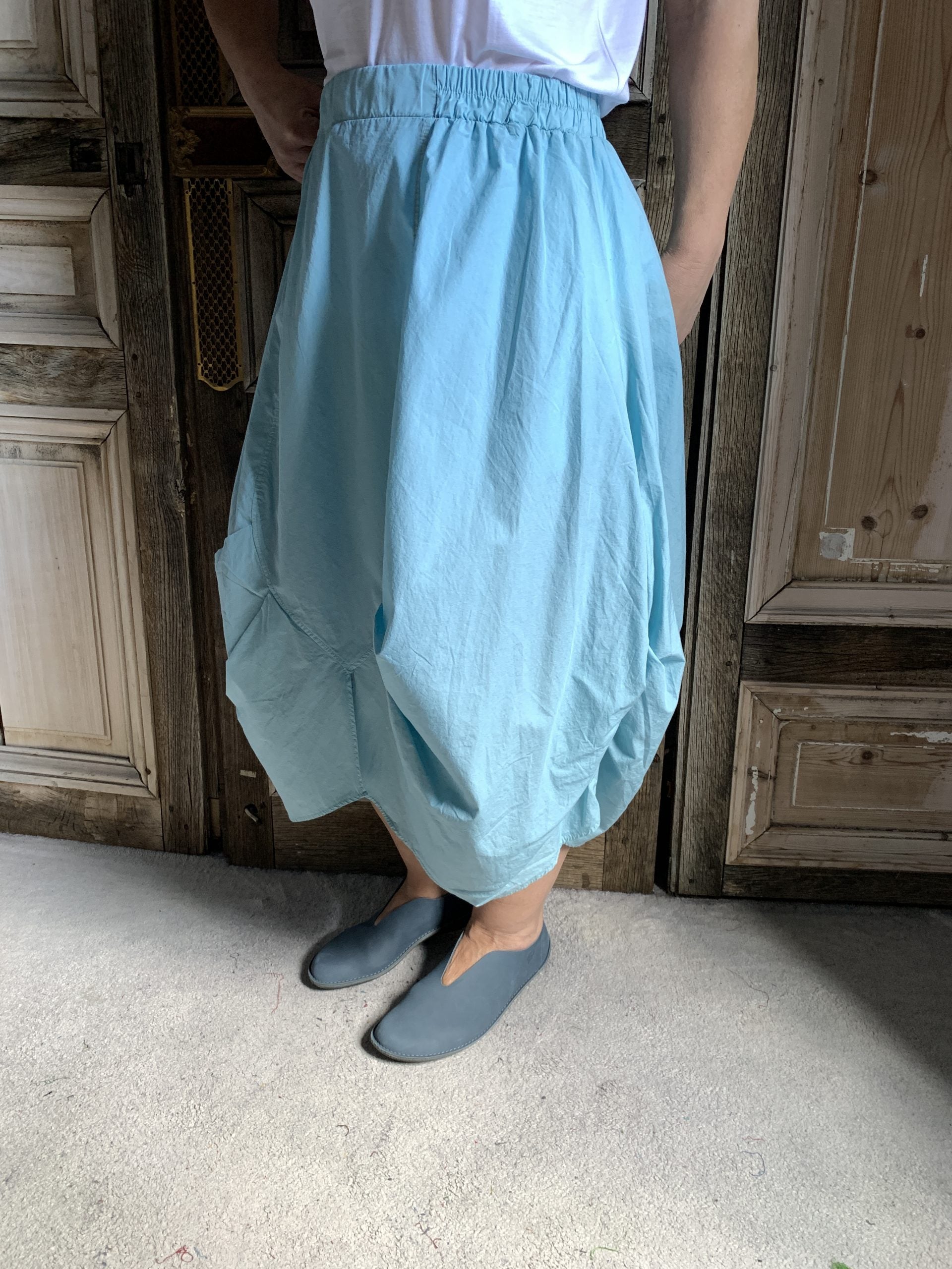 Luukaa - Poplin rok - Licht blauw/groen
