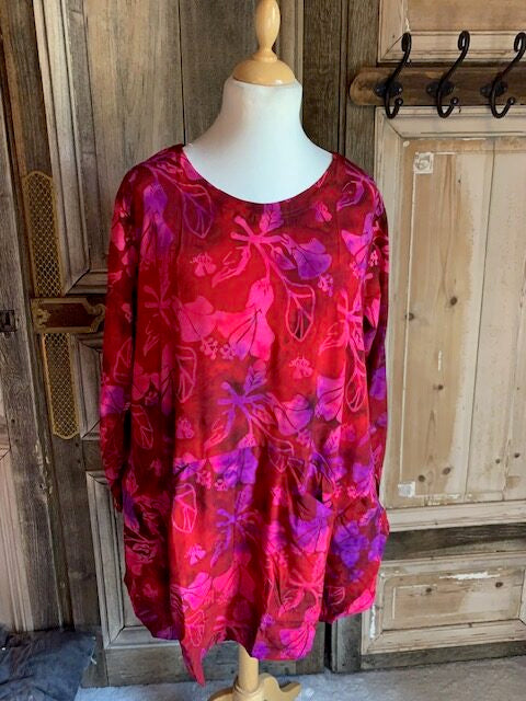 Normal Crazy - Tuniek Ursella batik 3/4 mouw Rood