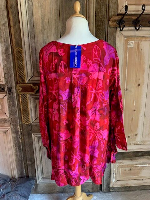Normal Crazy - Tuniek Ursella batik 3/4 mouw Rood