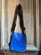 BB Style - Schoudertas leer 2 kleuren - Korenblauw/rood