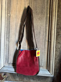 BB Style - Schoudertas leer 2 kleuren - Korenblauw/rood