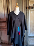 Geesje Sturre - Poncho van katoen fleece - zwart