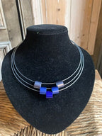 Tjonge Jonge Sieraden - Collier 3 hangers Blauw