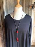 Tjonge Jonge Sieraden - Collier lang  blok rood