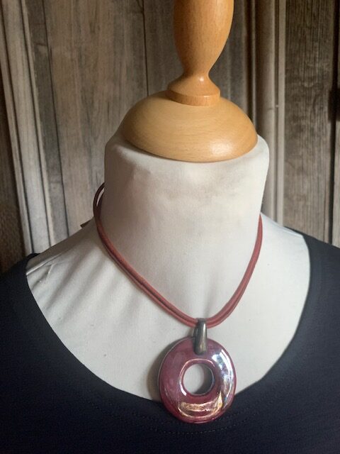 Kazuri ketting  rond donkerrood Rood