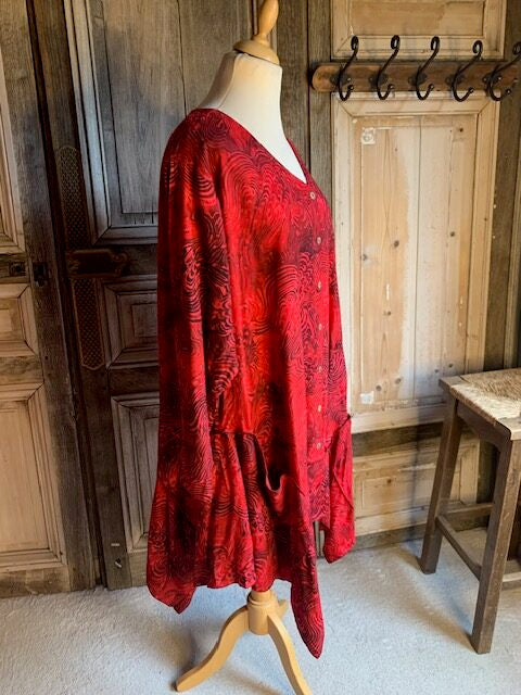 Normal Crazy - Blouse/Jurk Peru -Lange mouw Rood
