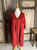 BB Style - Rib Jurk V hals midi -rood
