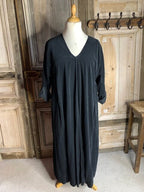 BB Style - Rib Jurk V hals lang - zwart