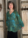 Angel Circle - Blouse crincle batik viscose - Groen - Maat 2XL