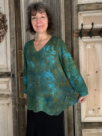Angel Circle - Blouse crincle batik viscose - Groen - Maat 2XL