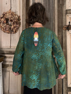 Angel Circle - Blouse crincle batik viscose - Groen - Maat 2XL