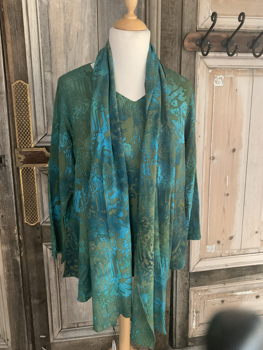 Angel Circle - Blouse crincle batik viscose - Groen - Maat 2XL