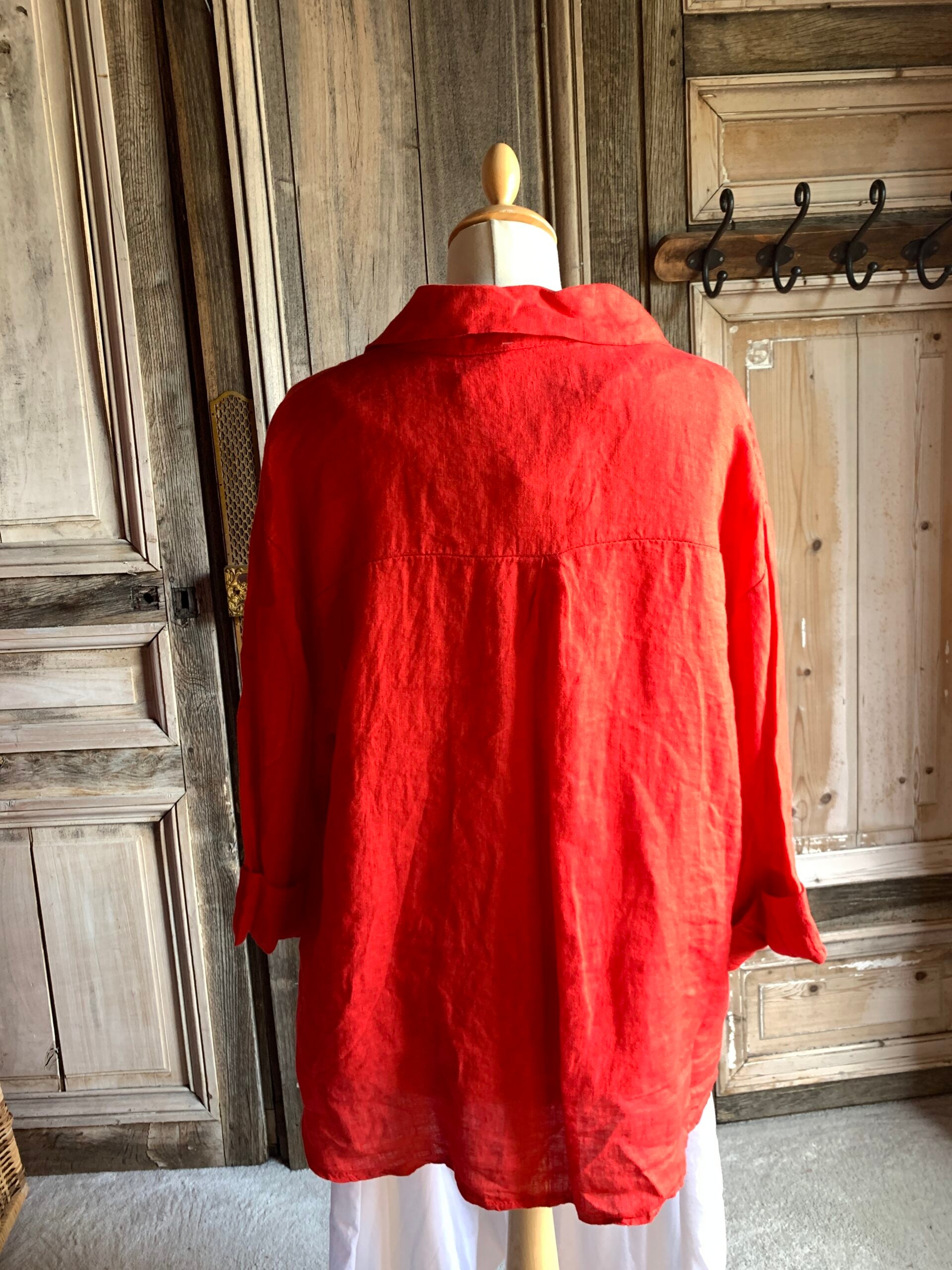 BB style Linnen blouse basic rood