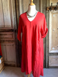 BB Style - Linnen jurk midi rood