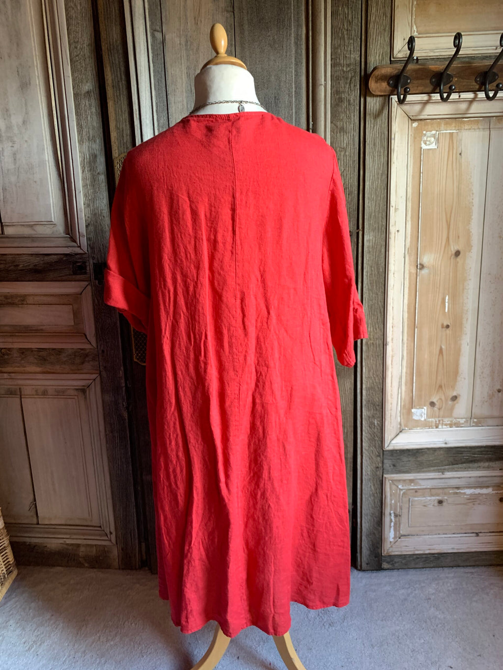 BB Style - Linnen jurk midi rood