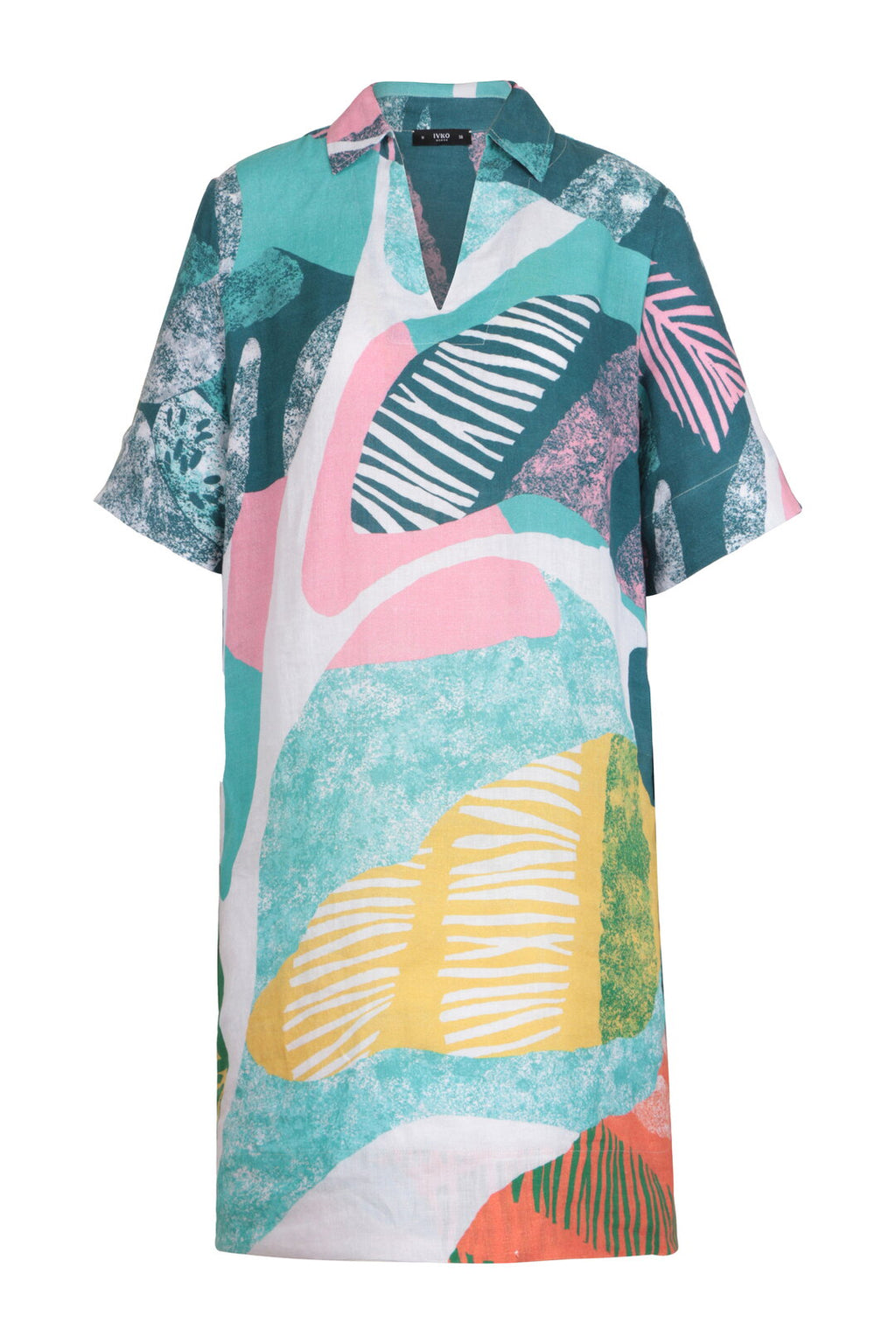 IVKO - V-hals jurk/tuniek - maximalist tropics pattern - Aqua
